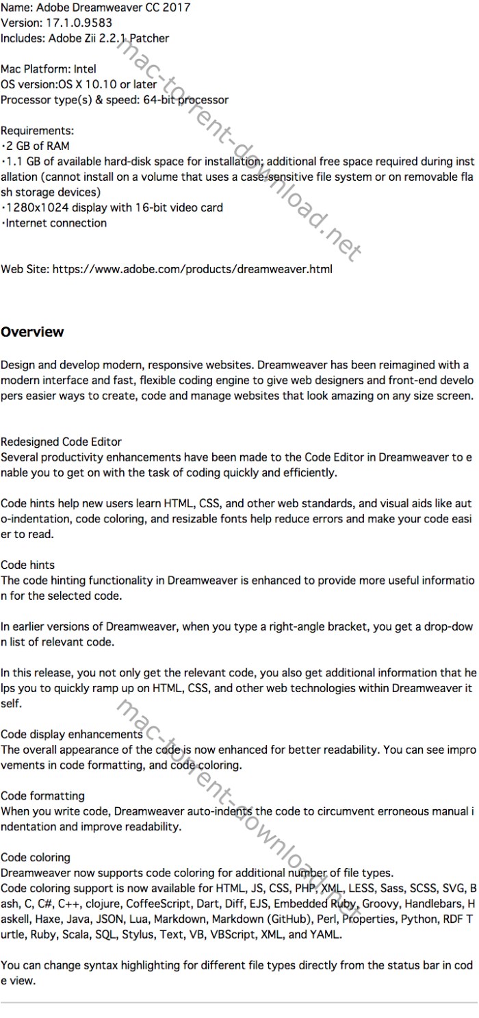 Adobe Dreamweaver CC 2017 17.1.0.9583