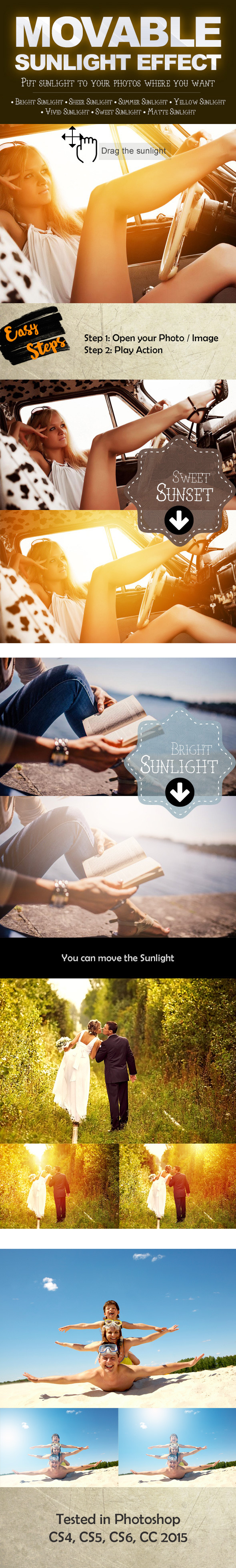 Movable Sunlight Effects Photoshop Actions